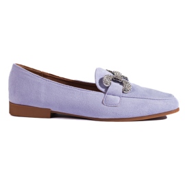 Shelovet purple suede buckle loafers