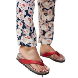 Red brocade wedge sandals from Isidoro