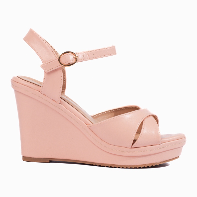 Women's pink high wedge sandals from Shelovet
