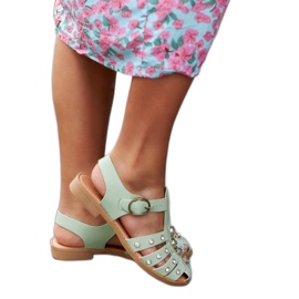 Green sandals decorated with rhinestones from Gaetano