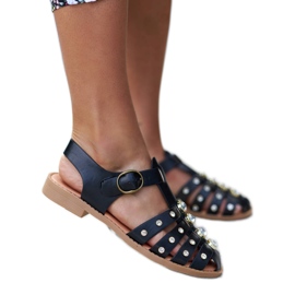 Black sandals decorated with rhinestones from Gaetano Black sandals decorated with rhinestones from Gaetano