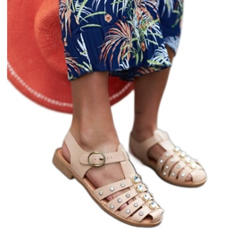 Beige sandals decorated with rhinestones from Gaetano