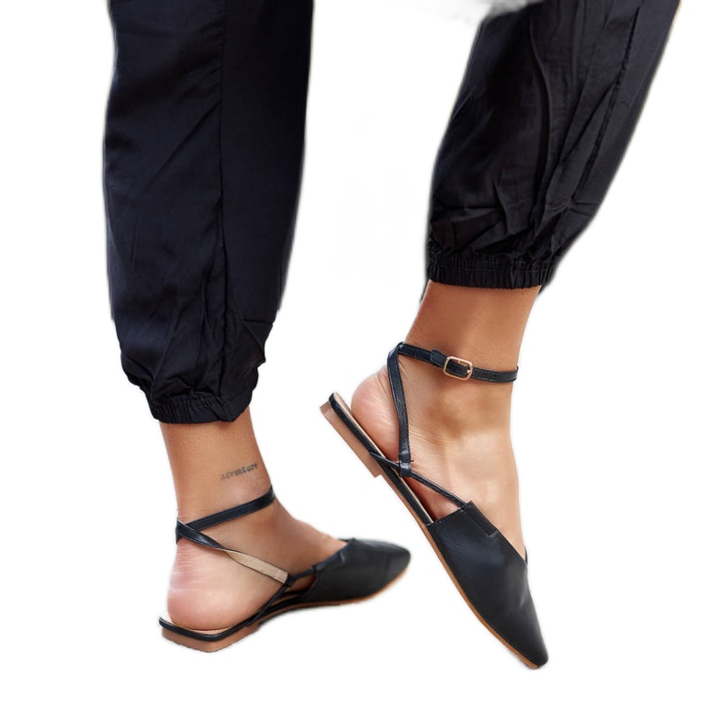 Black ballerinas with an open heel from Lazzaro