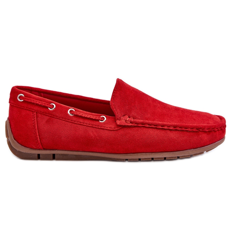 Red suede moccasins sales