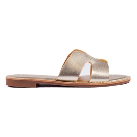 Shelovet gold classic flat slides golden