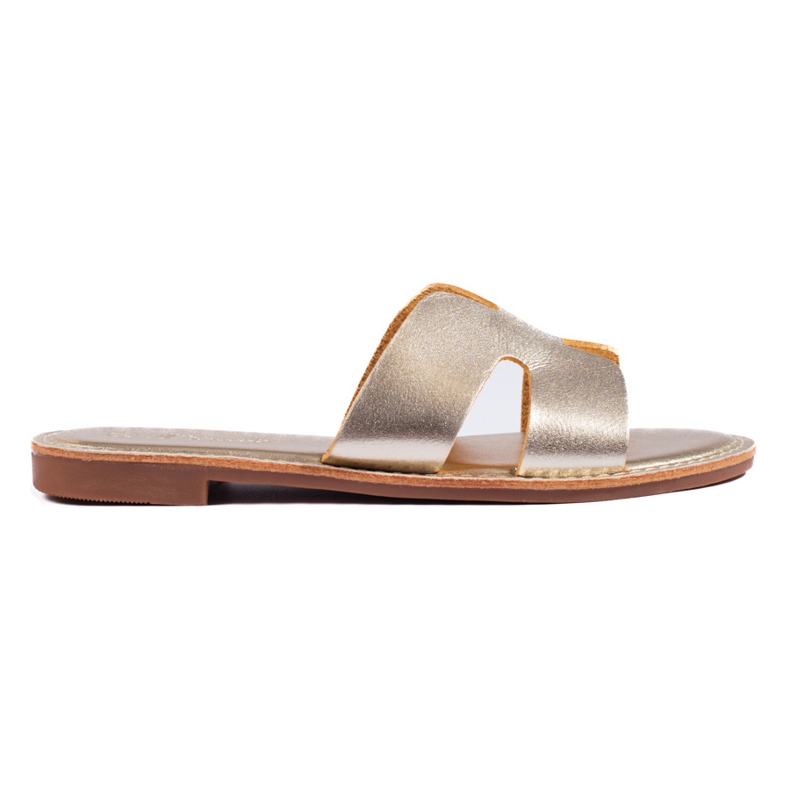 Shelovet gold classic flat slides golden