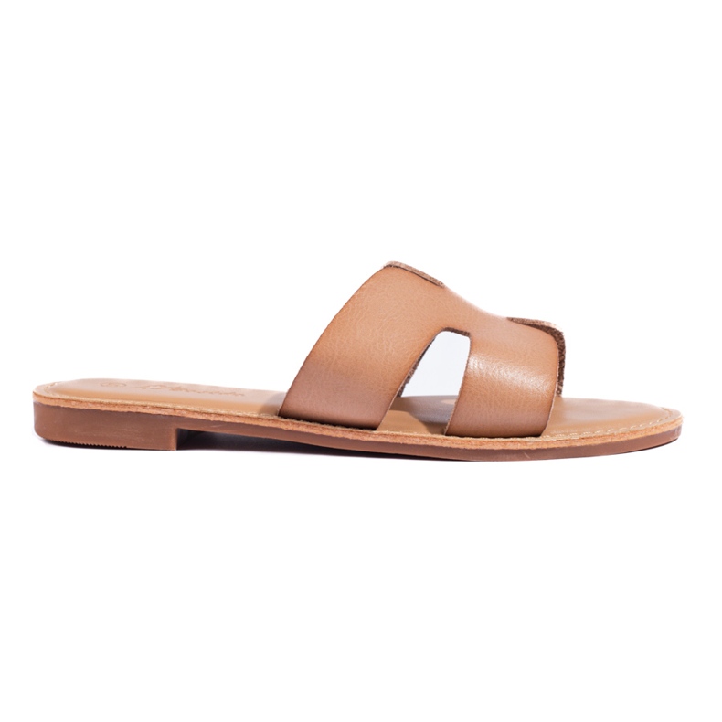 Shelovet brown classic flat sandals beige