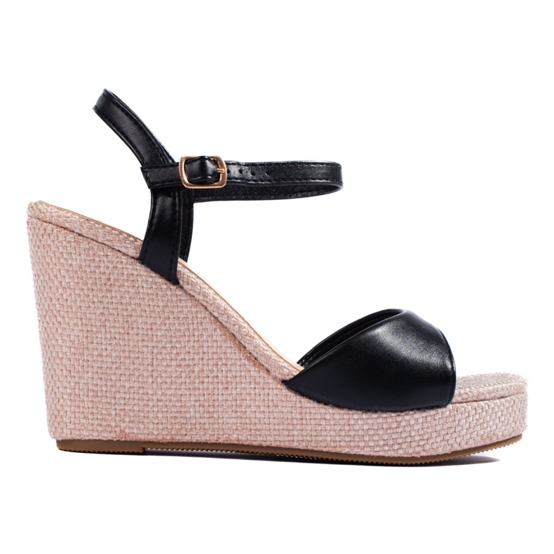 Shelovet black high wedge espadrilles