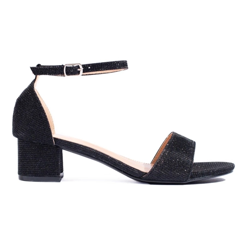 Elegant brocade sandals with a low heel Shelovet black