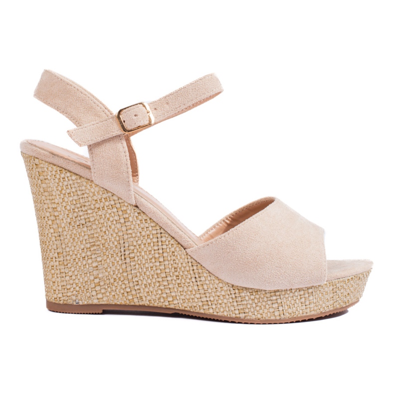 Shelovet beige high wedge espadrilles