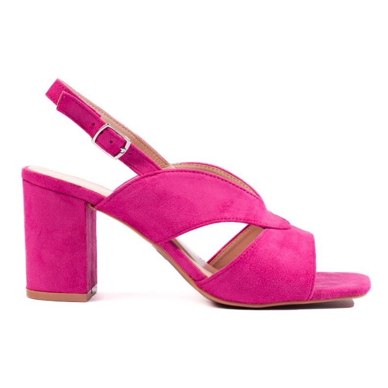 Fuchsia suede high heel sandals from Vinceza pink