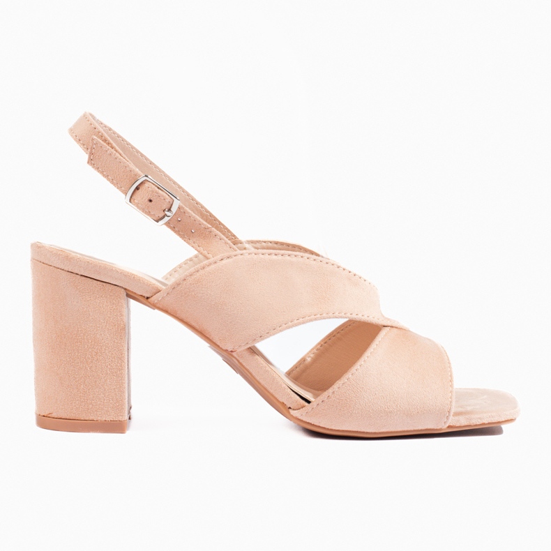 Beige suede high heel sandals from Vinceza
