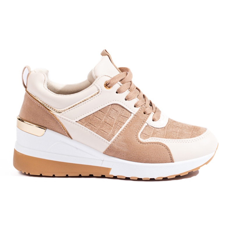 Women's Shelovet brown wedge sneakers beige