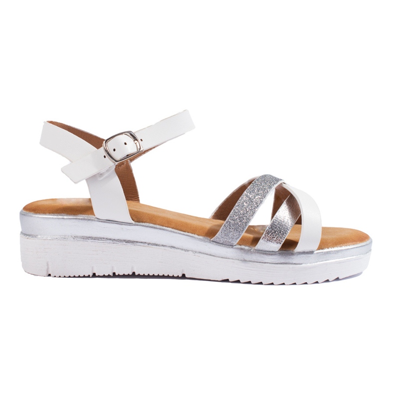 Shelovet white low heel sandals