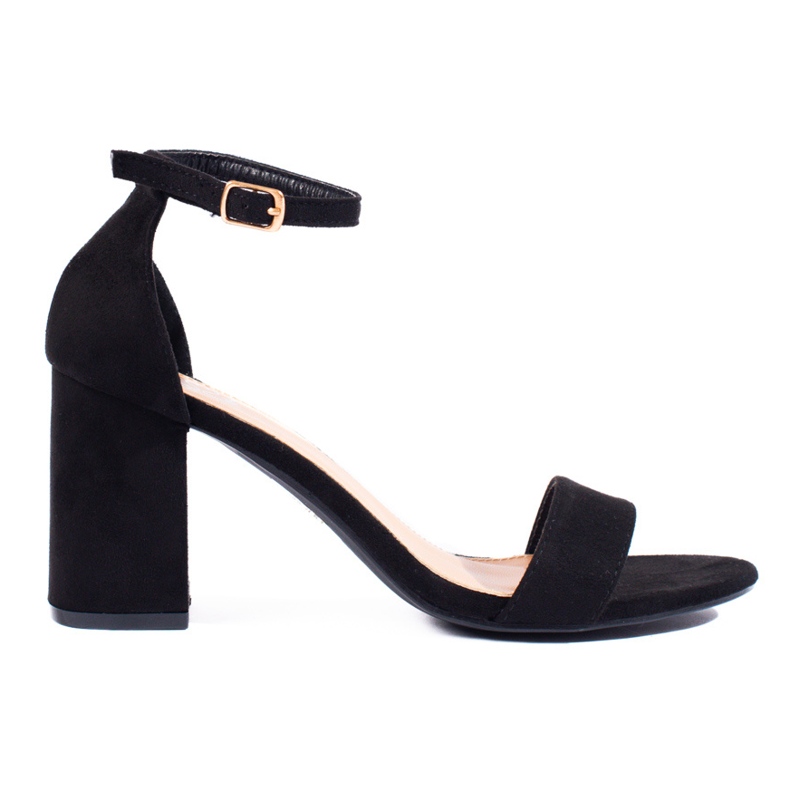 Women's classic sandals on a beige Shelovet post black Women's classic sandals on a beige Shelovet post black