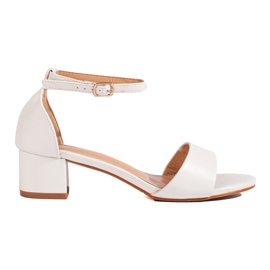 Classic elegant women's Shelovet low heel sandals white Classic elegant women's Shelovet low heel sandals white
