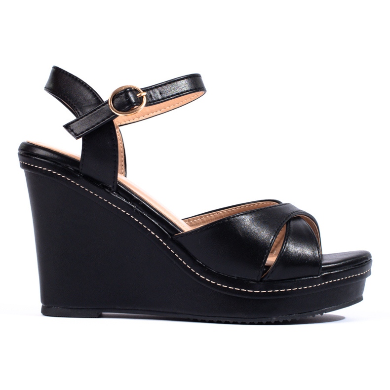 Shelovet high wedge sandals black