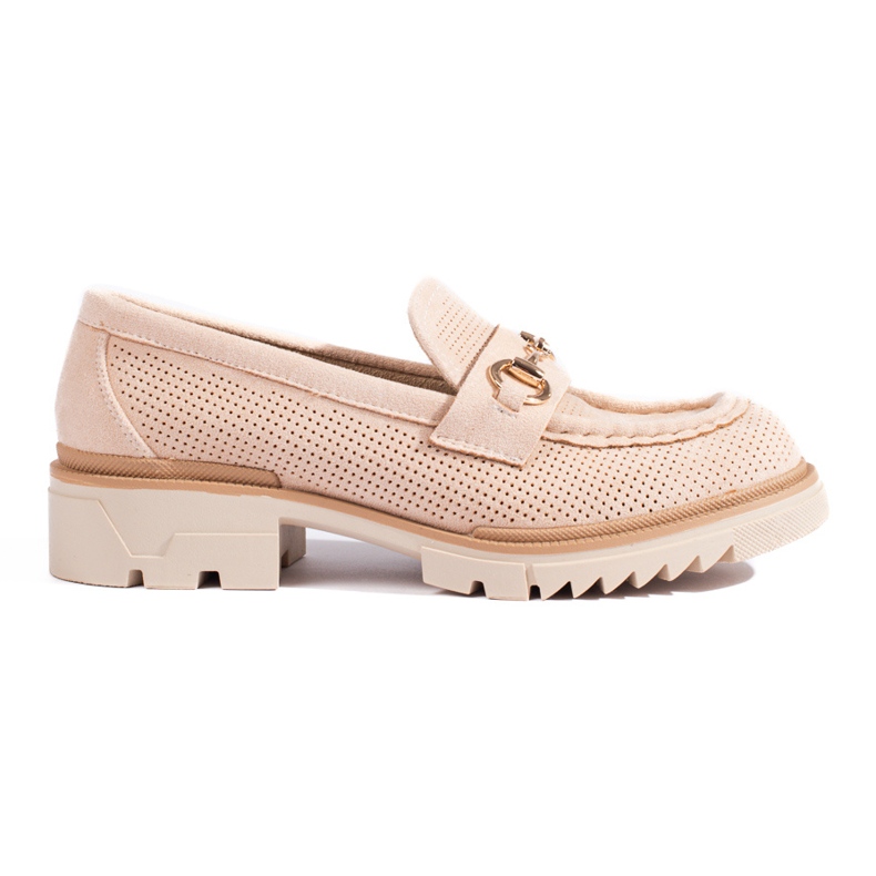 Shelovet beige openwork suede loafers Shelovet beige openwork suede loafers