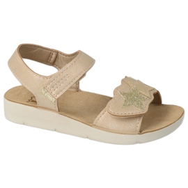 Befado children's sandals with a Decorative Star 068Y004 beige and gold golden