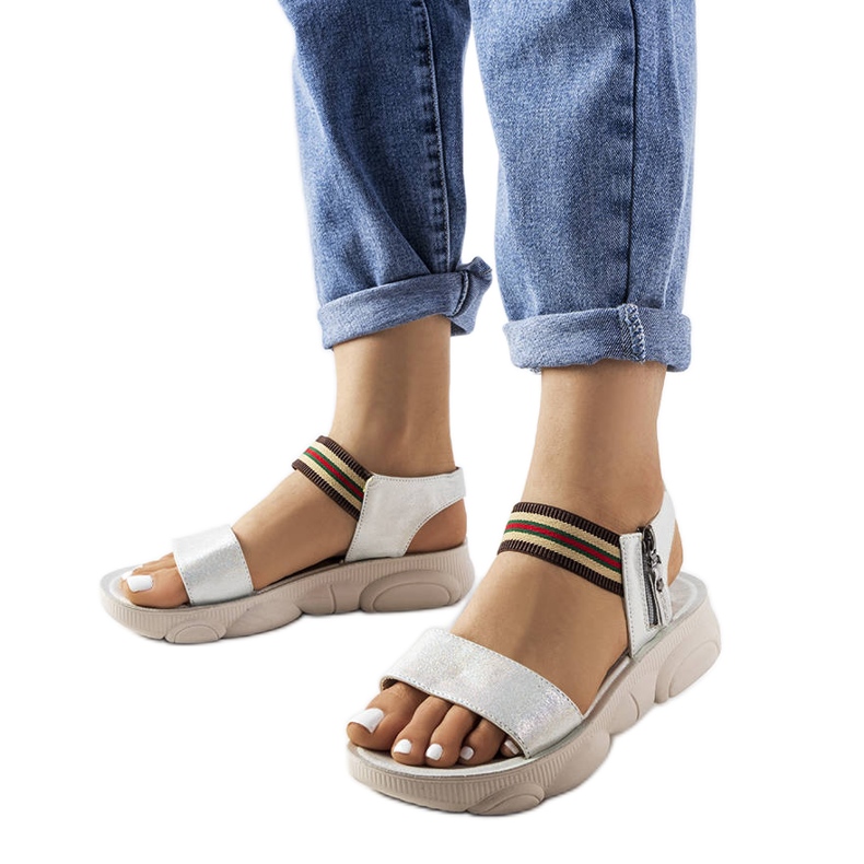 Silver metallic sports sandals from Parsip Silver metallic sports sandals from Parsip