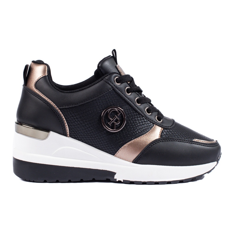 Black Shelovet women's wedge sneakers Black Shelovet women's wedge sneakers