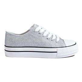 Gray brocade sneakers with thick soles from Shelovet grey