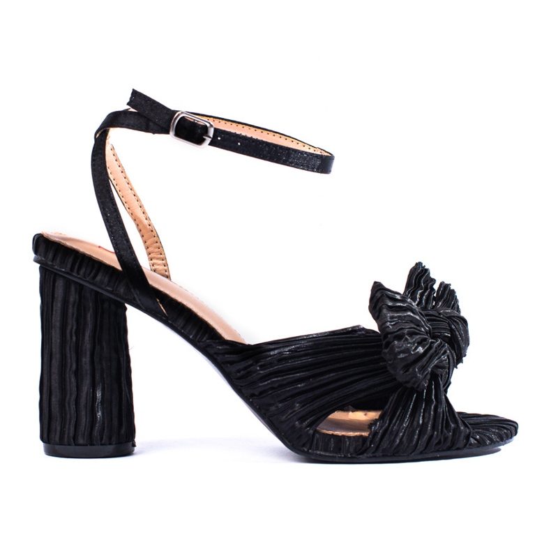 Shelovet black textile block sandals