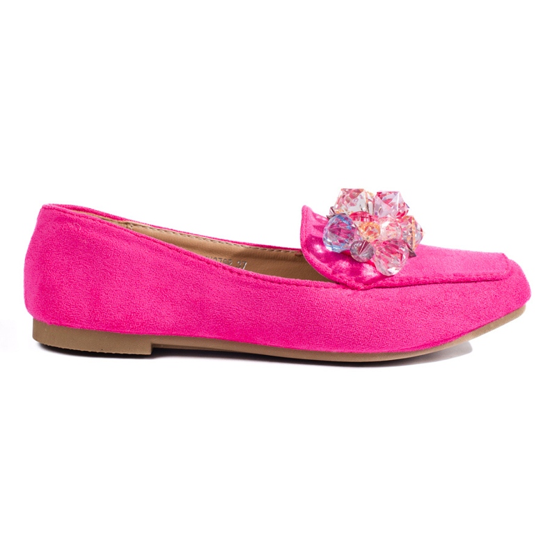 Shelovet pink suede loafers with crystals Shelovet pink suede loafers with crystals