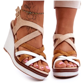 Wedge Sandals With Beige Stripes