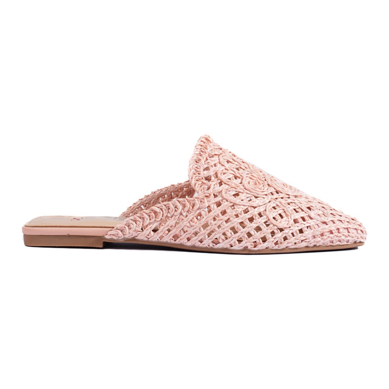 Pink flat sandals with an openwork upper from Shelovet