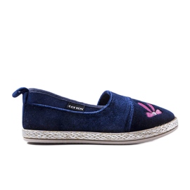 Navy blue velor ballerinas from Patria