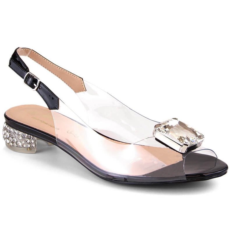 Black flat sandals with stone S.Barski MR1037-10