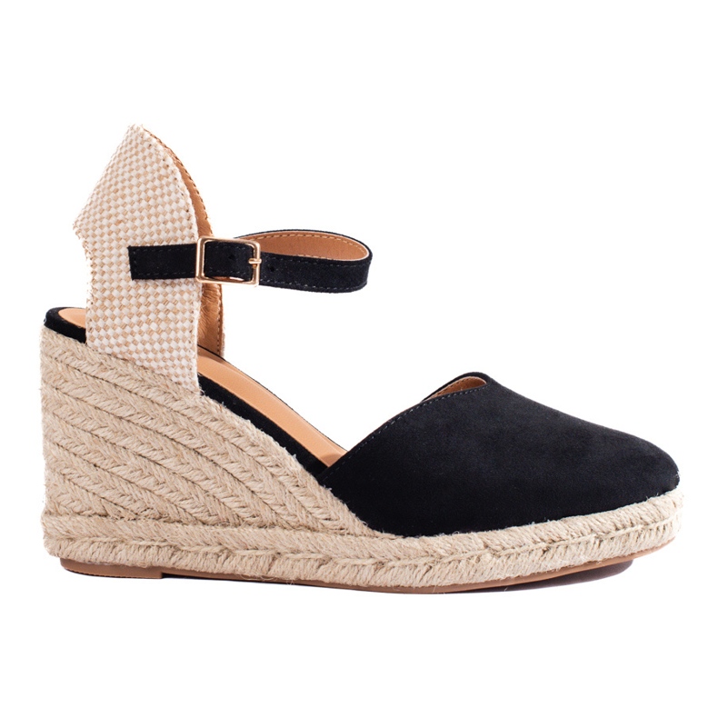 Women's black Shelovet wedge espadrilles