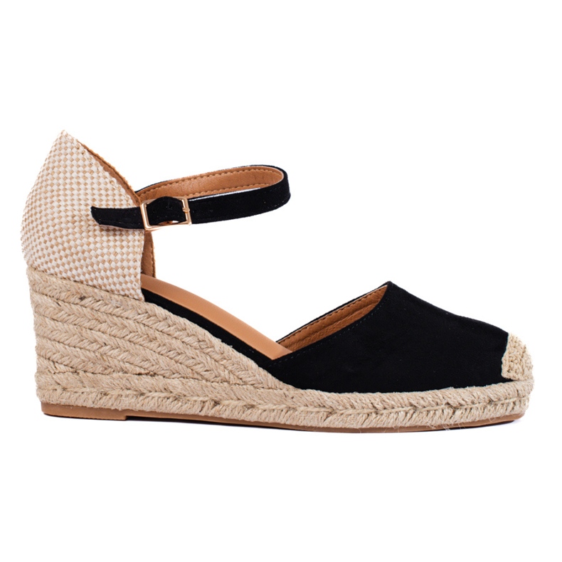 Women's Shelovet black wedge espadrilles