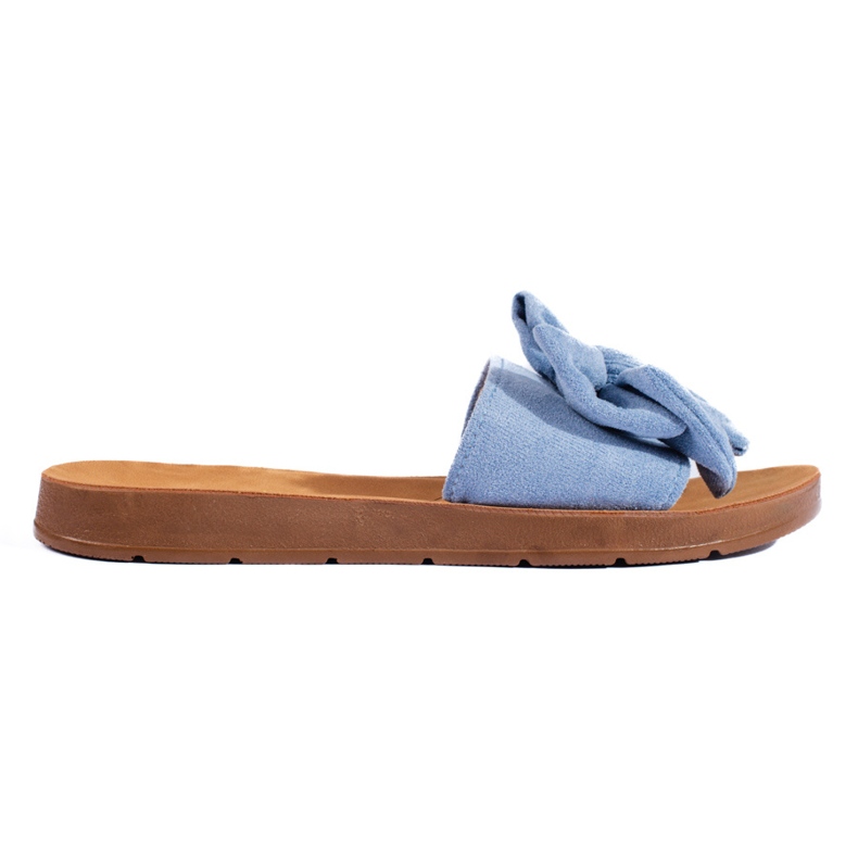 Women's blue Shelovet bow slippers
