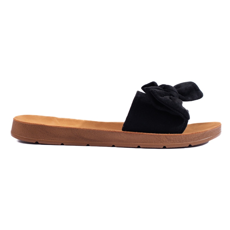 Black women's slippers with a Shelovet bow