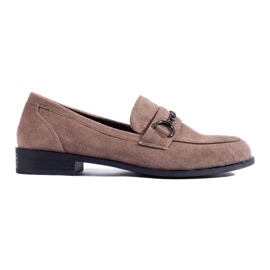 Women's dark beige suede loafers from Shelovet Women's dark beige suede loafers from Shelovet