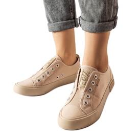 Beige slip-on sneakers from Big Star LL274164 Beige slip-on sneakers from Big Star LL274164