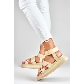 La.Fi Beige sandals with a chain