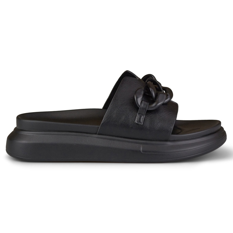 La.Fi Black flip flops with a chain