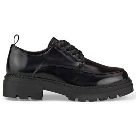 La.Fi Black lacquered lace-up shoes
