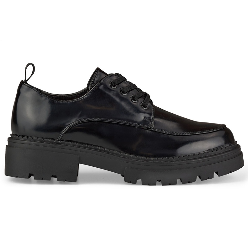 La.Fi Black lacquered lace-up shoes