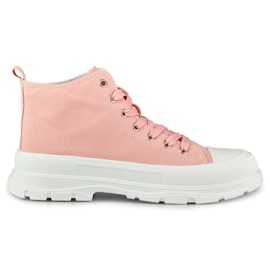 Women's pink sneakers above the ankle