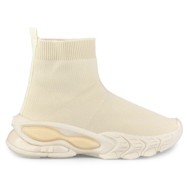 High beige women's slip-on shoes