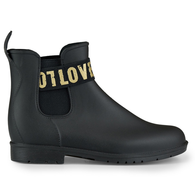 Love Gold women's matte black rain boots