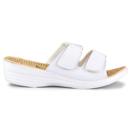 Comfortable women's slippers with velcro white