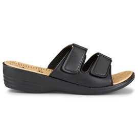 Comfortable women's slippers with velcro black