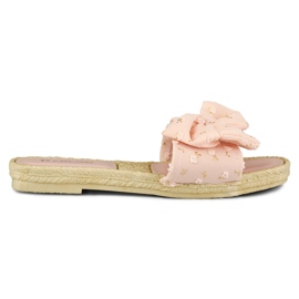 Women's pink slippers with a bow