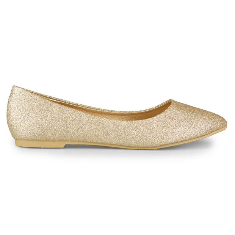 Women's golden shiny ballerinas
