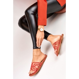 Red elegant women's flat slippers